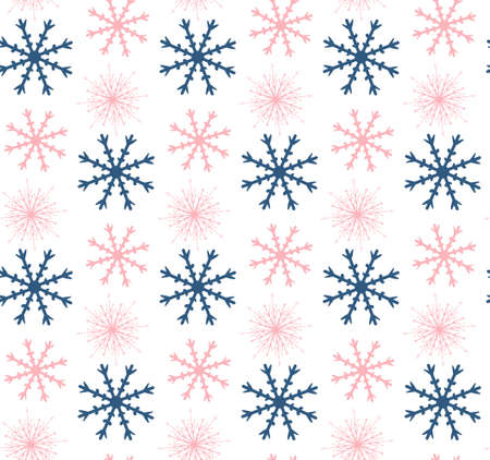 Seamless winter background with snowflakes repeating texture. Vector illustrationのイラスト素材