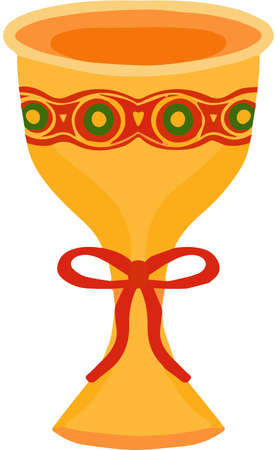 Golden goblet icon. Gold Cup, flat style. Wine goblet isolated on white background. Chalice logo. Vector illustrationのイラスト素材