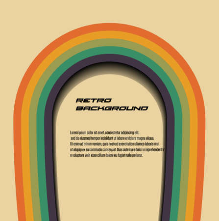 Abstract 1970s background design in simple retro style with stripes. Psychedelic Color Lines 70s. Vector illustrationのイラスト素材
