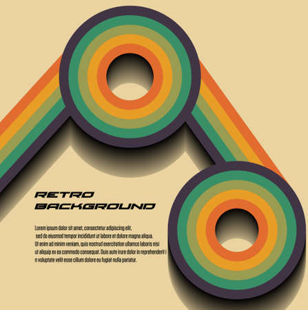 Abstract 1970s background design in simple retro style with stripes. Psychedelic Color Lines 70s. Vector illustrationのイラスト素材