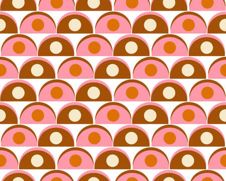 Retro 70s seamless colorful geometric pattern. Endless texture, retro background. Vector illustrationのイラスト素材