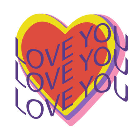 70s groovy retro psychedelic print with hippie slogan Love t shirt or poster sticker. Vector illustrationのイラスト素材