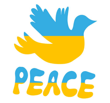 Dove icon in Ukraine flag colors flat style isolated on background. vector illustrationのイラスト素材