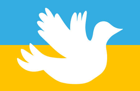 Dove icon in Ukraine flag colors flat style isolated on background. vector illustrationのイラスト素材