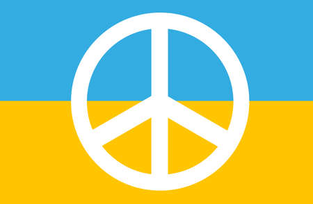 Ukraine flag in peace symbol, flat vector illustrationのイラスト素材