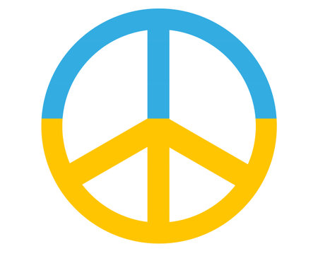 Ukraine flag in peace symbol, flat vector illustrationのイラスト素材