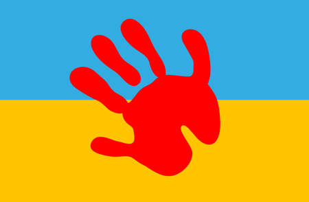 Stop war in Ukraine flag blue-yellow color. No war, stop war. Vector illustrationのイラスト素材