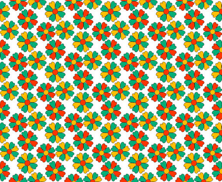 Boho retro 70s pattern . Floral vintage seamless texture. Hippie flower power retro textile print. Groovy botanical wallpaper.のイラスト素材