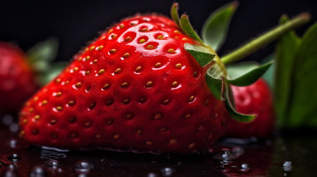 Strawberries fresh strawberry. professional macro. AI Generativeの素材