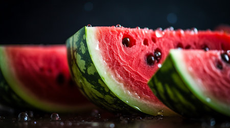 Slices of watermelons on cutting board. Ai generative.の素材