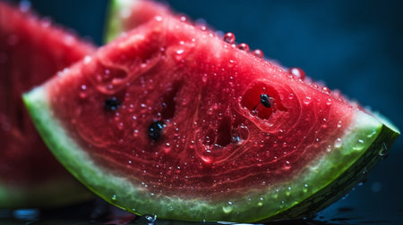 Slices of watermelons on cutting board. Ai generative.の素材