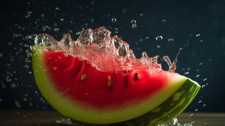 Slices of watermelons on cutting board. Ai generative.の素材