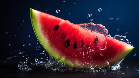 Slices of watermelons on cutting board. Ai generative.の素材