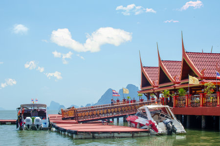 Ko Panyi - muslim fishing village. Koh Panyee settlement built on stilts of Phang Nga Bay, Thailand.の写真素材