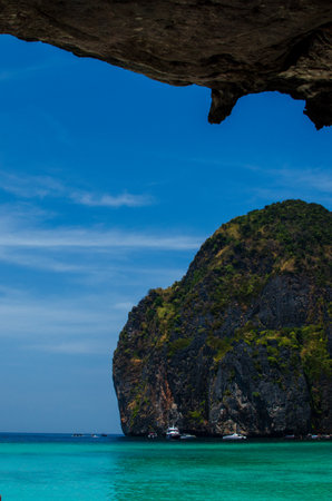 Maya Bay - Beautiful beach in Phi Phi Island - Thailand, March 2024.の写真素材