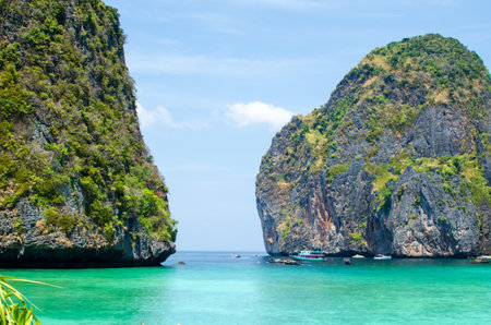 Maya Bay - Beautiful beach in Phi Phi Island - Thailand, March 2024.の写真素材