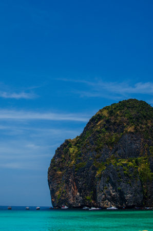 Maya Bay - Beautiful beach in Phi Phi Island - Thailand, March 2024.の写真素材