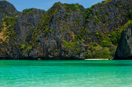 Maya Bay - Beautiful beach in Phi Phi Island - Thailand, March 2024.の写真素材