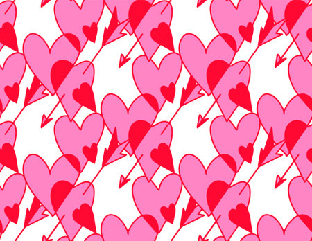 cute pattern of pink heart overlay in coquette style.のイラスト素材