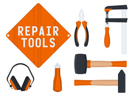 Orange repair tools on white background.のイラスト素材