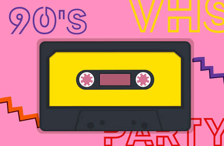 VHS icon of the 90s. retro music. 90's Party.