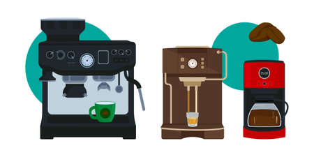 Coffee shop, coffee machine, coffee cup. Modern flat vector concept illustration.のイラスト素材