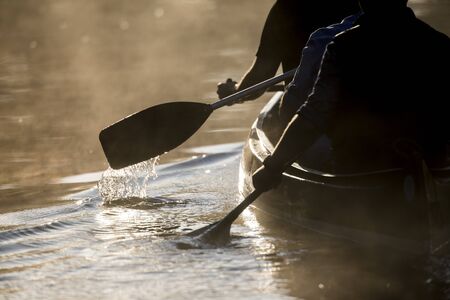 canoeing at the Schwentine riverの写真素材