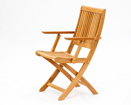Wooden chair isolated on white background. Clipping path included.の写真素材