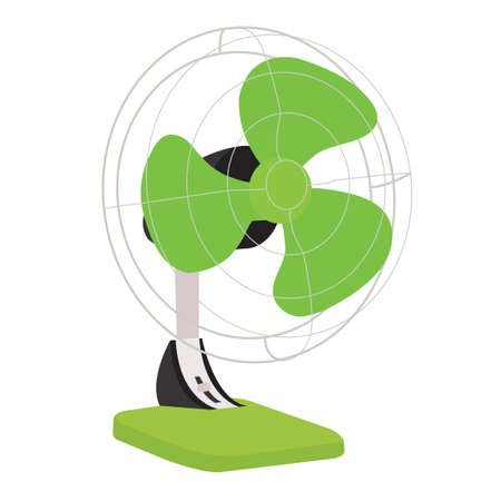 Green antique table fan on white backgroundのイラスト素材