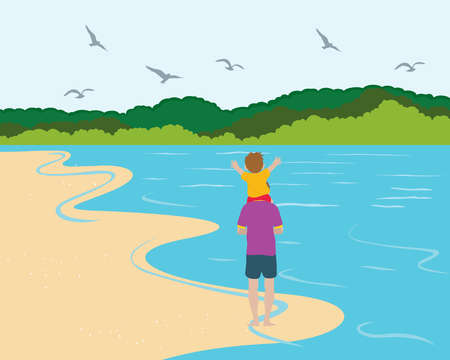 First Time To The Seaのイラスト素材