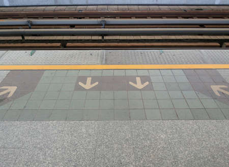Queue Sign To Get On and Get Off Sky Train.