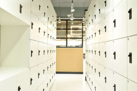 Small coin lockers installed in cafesの写真素材