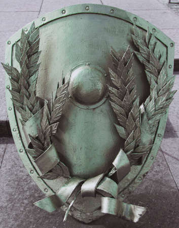 Moscow, Russia, March 22, 2020: victory shield