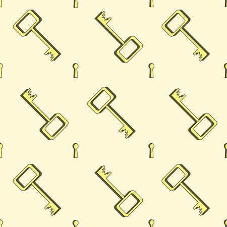 key and keyhole pattern in yellow colorsのイラスト素材