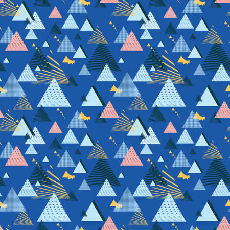 Geometric triangle vector pattern in dark blue colors. Image for advertising brochures and banners
