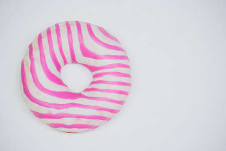 purple donut top view. White background copy spaceの写真素材