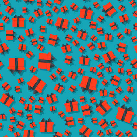red gift pattern. Seamless vector illustration for the holiday. The template is suitable for posters, cards, fabrics or wrapping paper.のイラスト素材