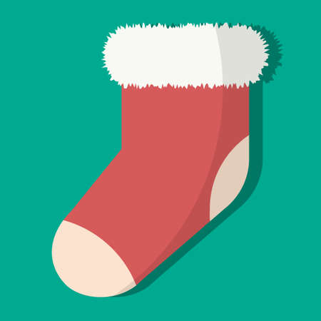 christmas sock decoration icon. new year vector illustrationのイラスト素材