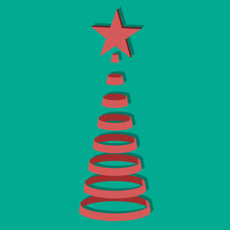 Christmas tree made from red ribbons. 2d vector icon for new year holidaysのイラスト素材