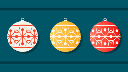 vector set of christmas balls. New Year collection for the holidayのイラスト素材