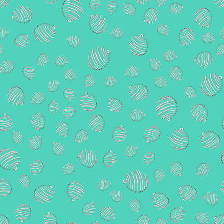 Seamless repeating pattern with Christmas white balls on a turquoise background. Stylish...