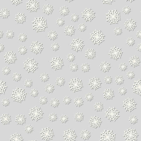 Seamless snowflakes pattern for continuous replicate. Christmas illustration winter on a silver backgroundのイラスト素材