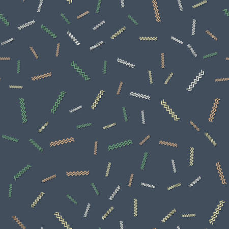 Wavy lines vector illustration. geometric seamless pattern with green yellow orange white waves on a...