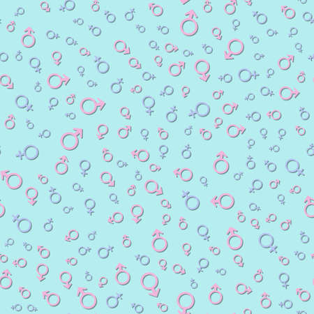 Gender seamless pattern in turquoise colors. vector illustration male femaleのイラスト素材