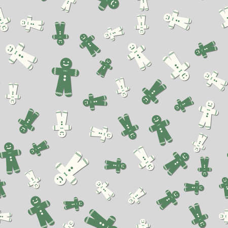 Christmas cookies pattern on a silver background. Vector holiday template suitable for posters,...