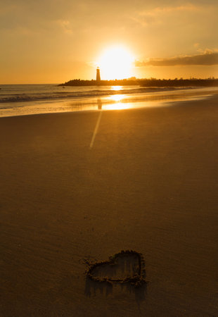 Walton Lighthouse during Sunsetの写真素材
