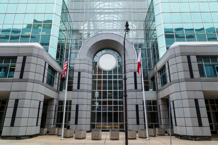 Glass Building exterior Showcasing Modern Architecture downtownの写真素材