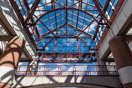 Glass Building Showcasing Modern Architecture, view from insideの写真素材