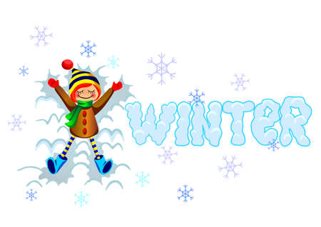 Vector illustration of a funny women and text winter.のイラスト素材