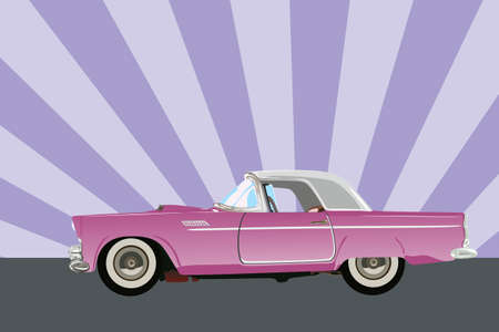 Vector illustration of a classic 1955 pink carのイラスト素材